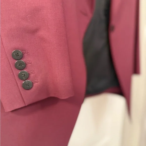 Theory Burgundy Tailored Blazer + Slim Tapered Pants (Excellent Condition) - Picture 3 of 8